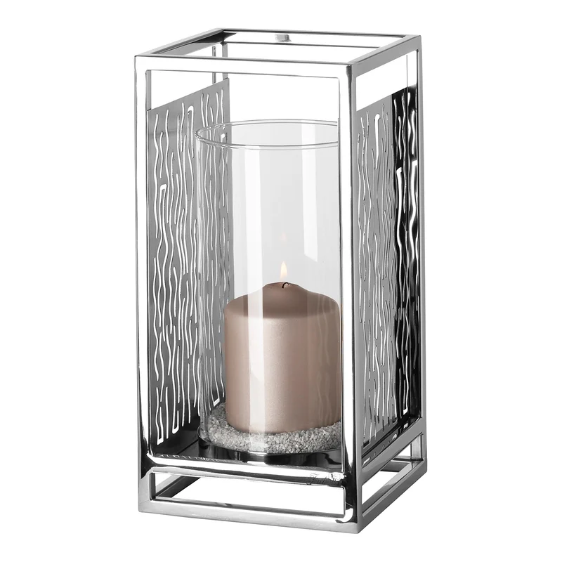 NICOSA Windlicht mit Glas silberfarben