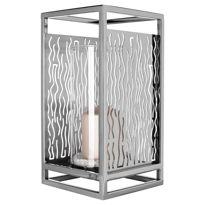 NICOSA Windlicht mit Glas silberfarben