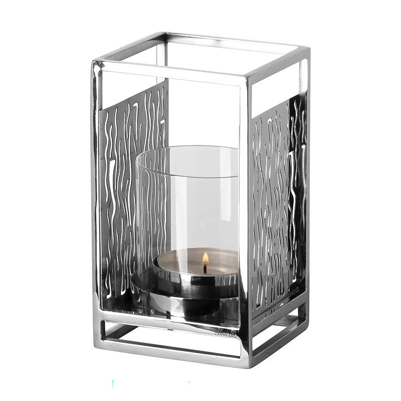 NICOSA Windlicht mit Glas silberfarben