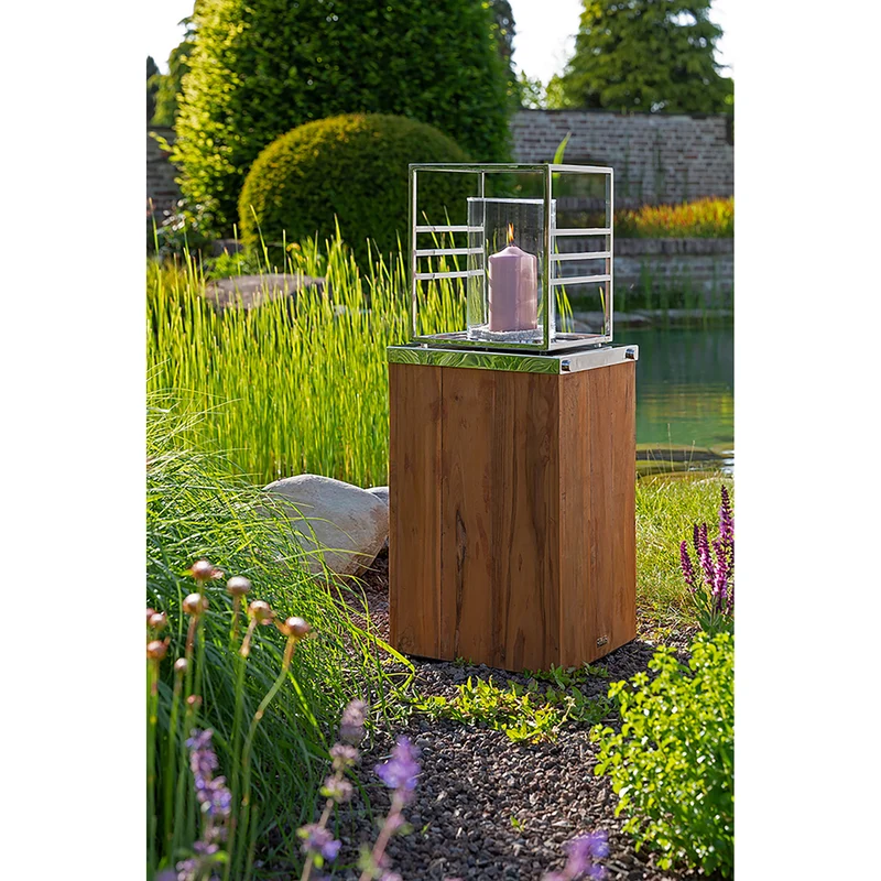 MALIBU Windlicht mit Glas silberfarben