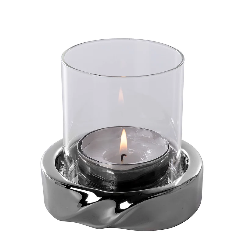 LE DECOR Windlicht mit Glas silberfarben