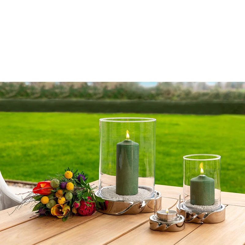 LE DECOR Windlicht mit Glas silberfarben