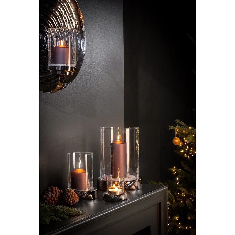 LE DECOR Windlicht mit Glas silberfarben