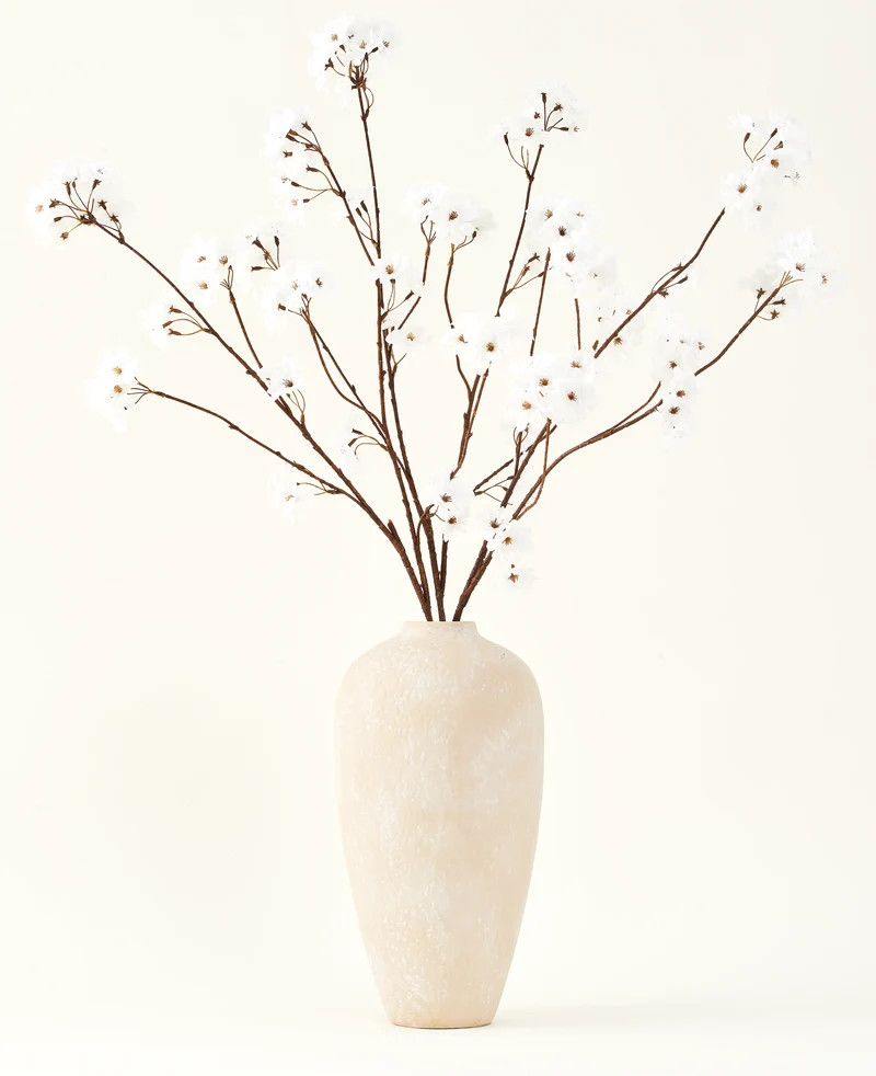 Zijden kunstbloemen boeket Kersenbloesem crème 114 cm