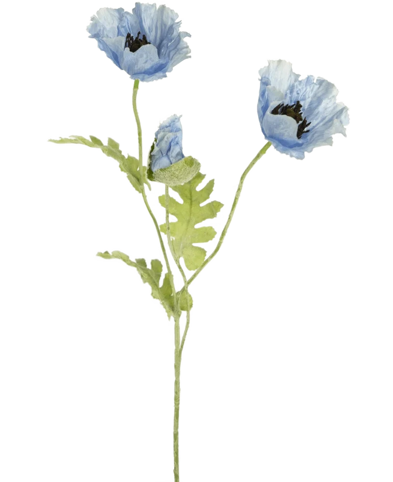 Künstliche Blume Mohn 73 cm blau