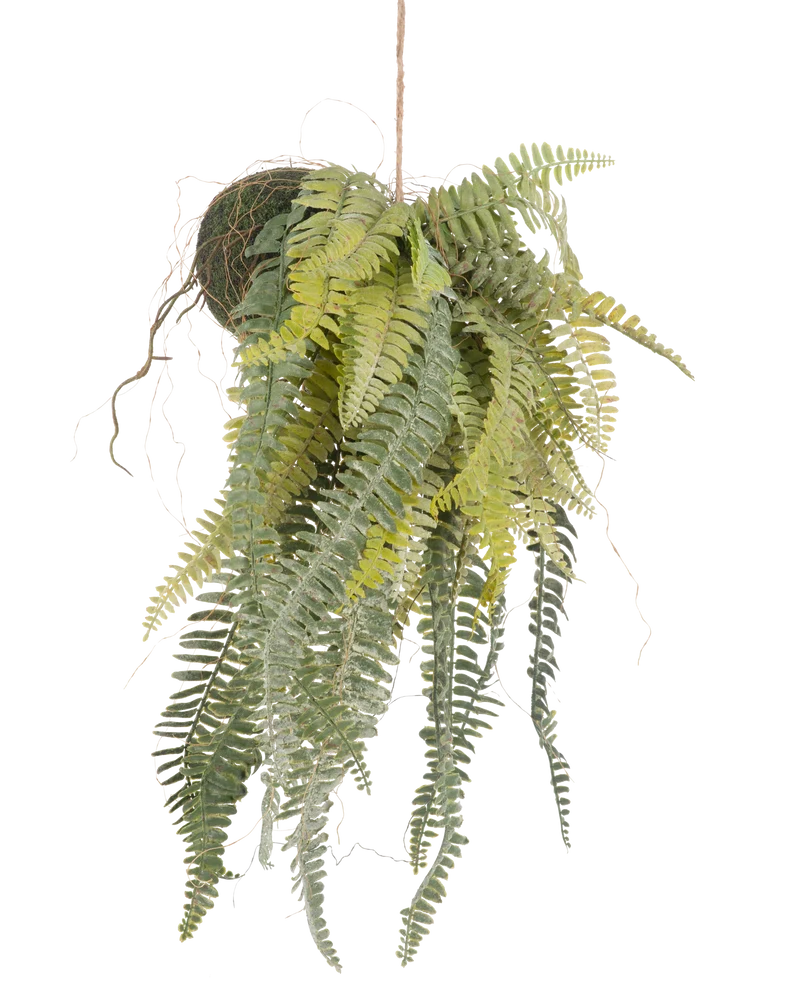 Künstliche Hängepflanze Frosted Fern auf Kugel 97 cm
