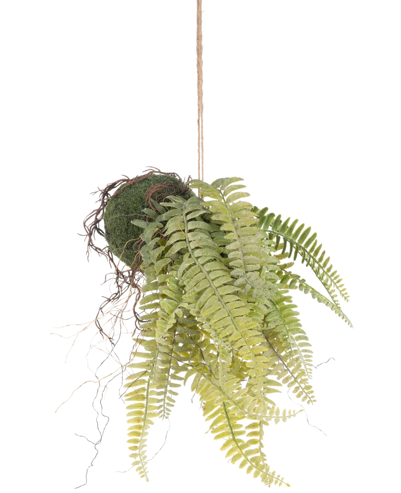Künstliche Hängepflanze Frosted Fern auf Kugel 76 cm