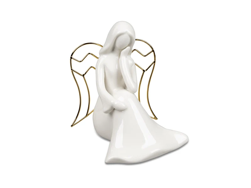 Porzellan Engel H: 13cm weiss