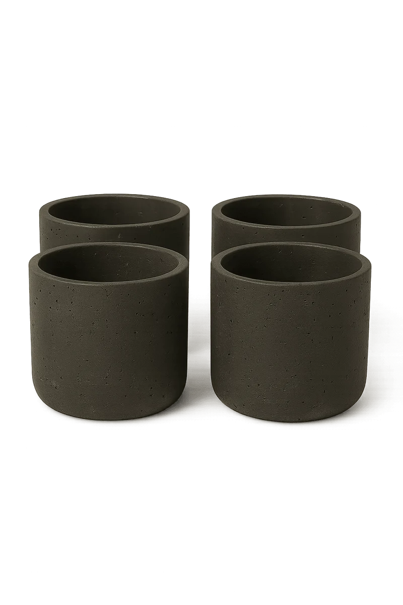 Übertöpfe Charlie Schwarz, 4er-Set Ø:25 cm aus glasfaserverstärktem Ton