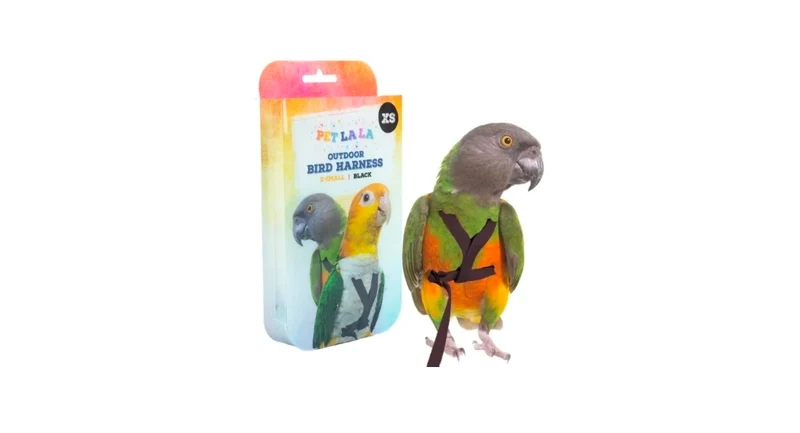 Vogelgeschirr XL Schwarz PL2186 Petlala