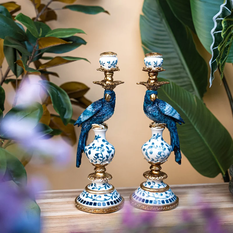 Candle Holder - Dutch Blue Parrot ↑ 40 cm
