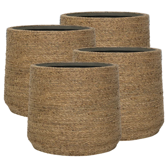 Pflanzkorb Patt aus handgewebtem Strohgras, 4er Set M