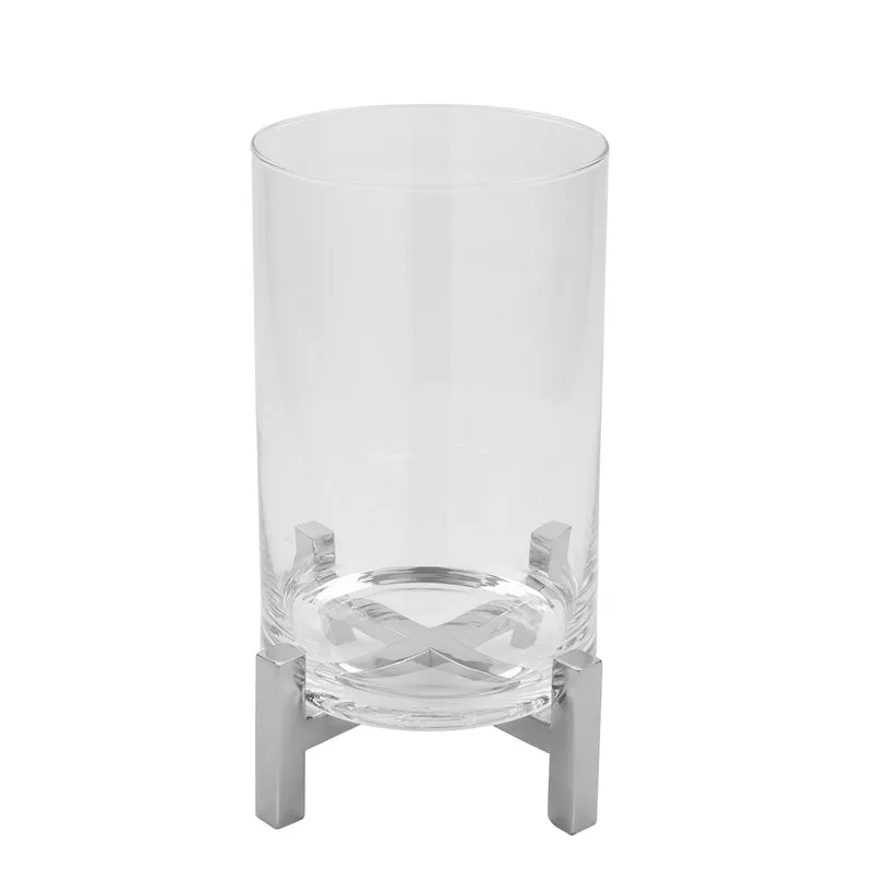 YONO Windlicht mit Glas silberfarben
