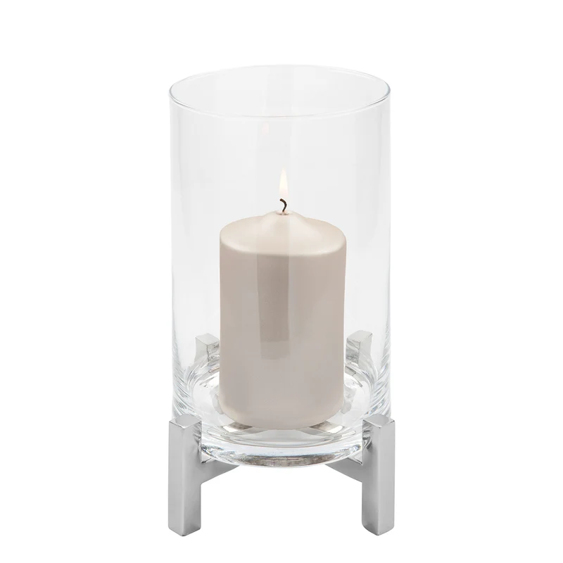 YONO Windlicht mit Glas silberfarben