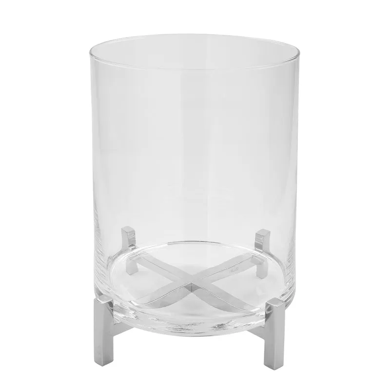 YONO Windlicht mit Glas silberfarben