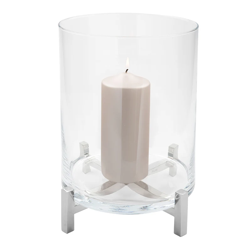 YONO Windlicht mit Glas silberfarben
