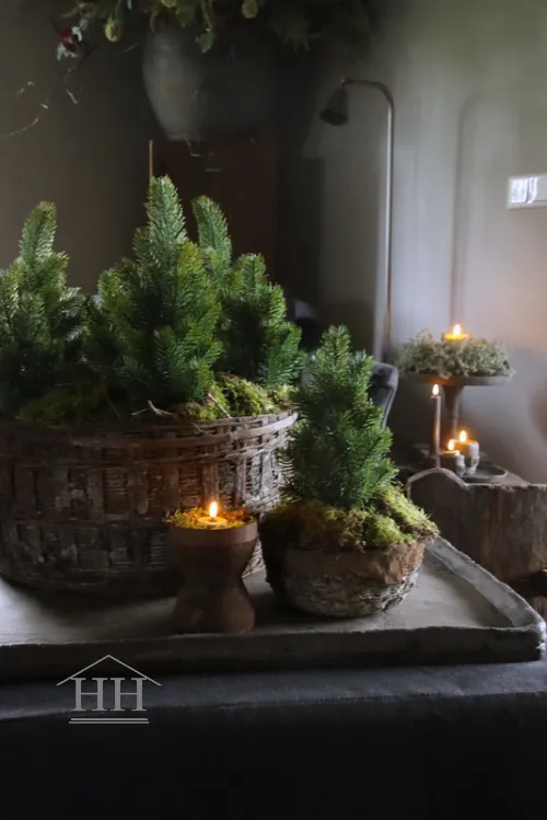 Kunst dennenboompje in binnenpot 32 cm
