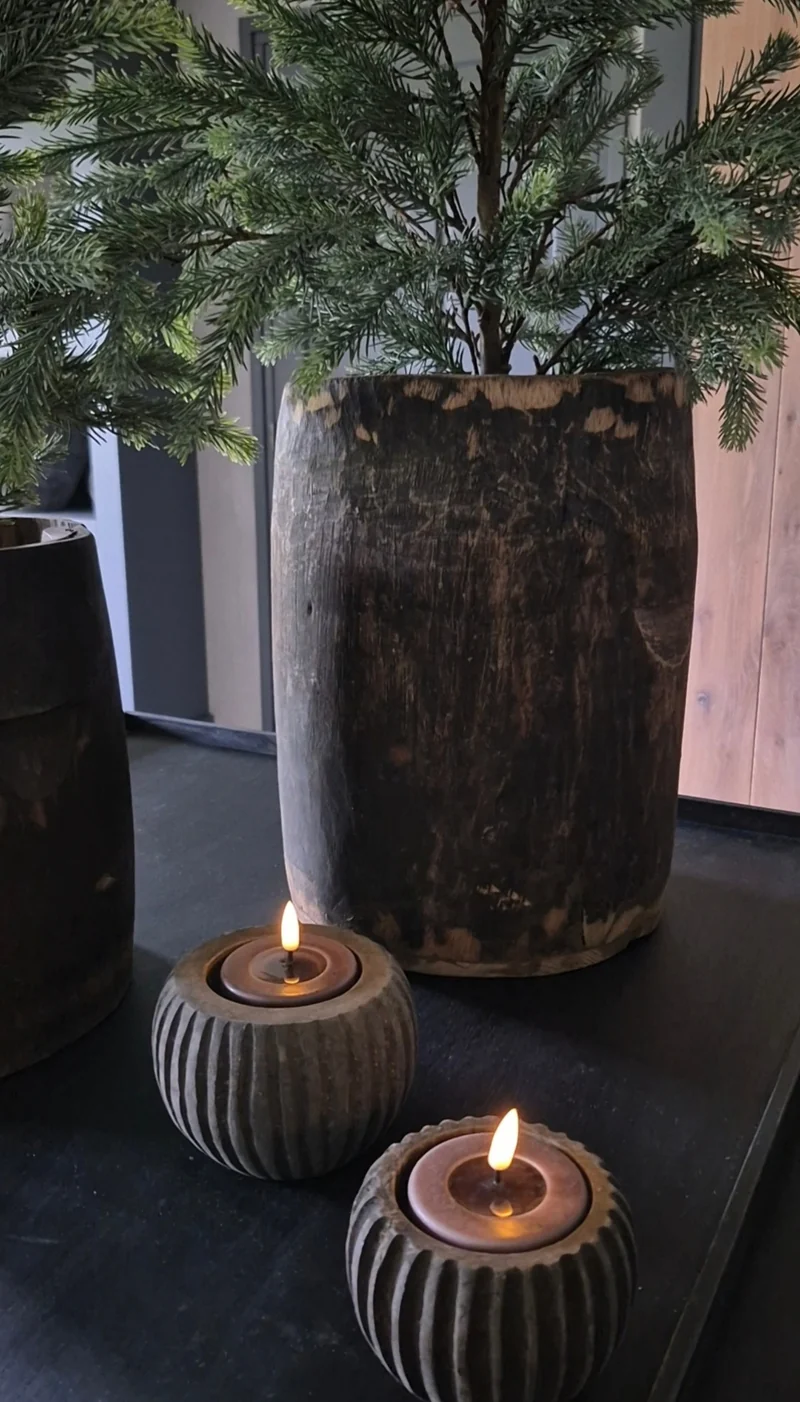 Houten waxinelichthouder Noëlle - 11 cm
