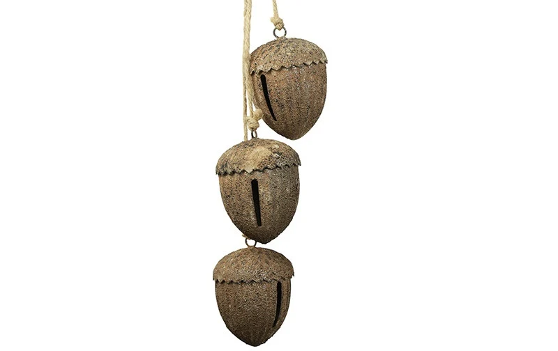 Metalen eikels aan koord - 46 cm