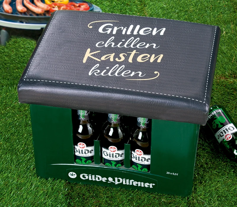 Sitzpolster für Getränkekisten, "Grillen, chillen, Kasten killen"