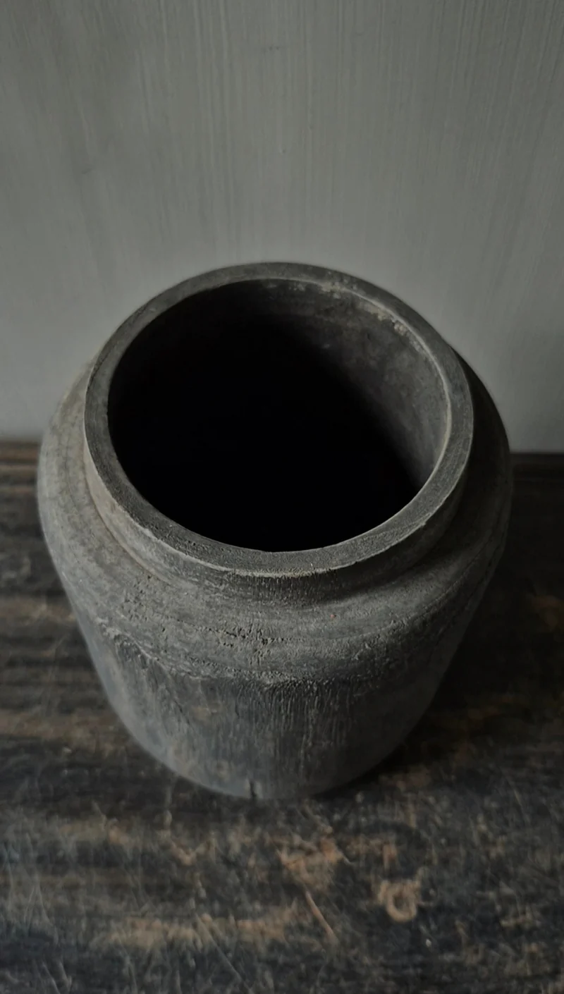 Houten pot vaas bruin 15 x 18 cm