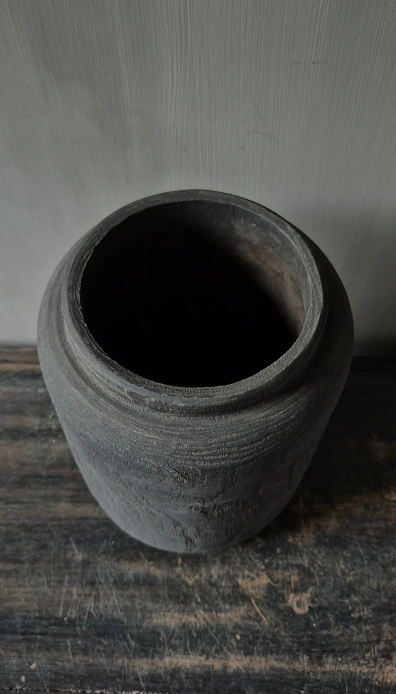 Houten pot vaas bruin 19 x 25 cm