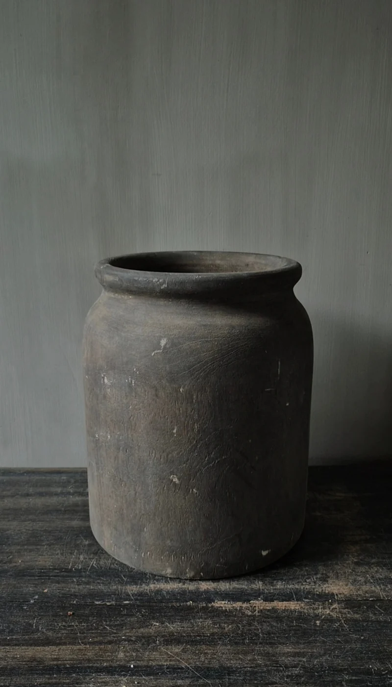 Houten pot vaas bruin 24 x 28 cm