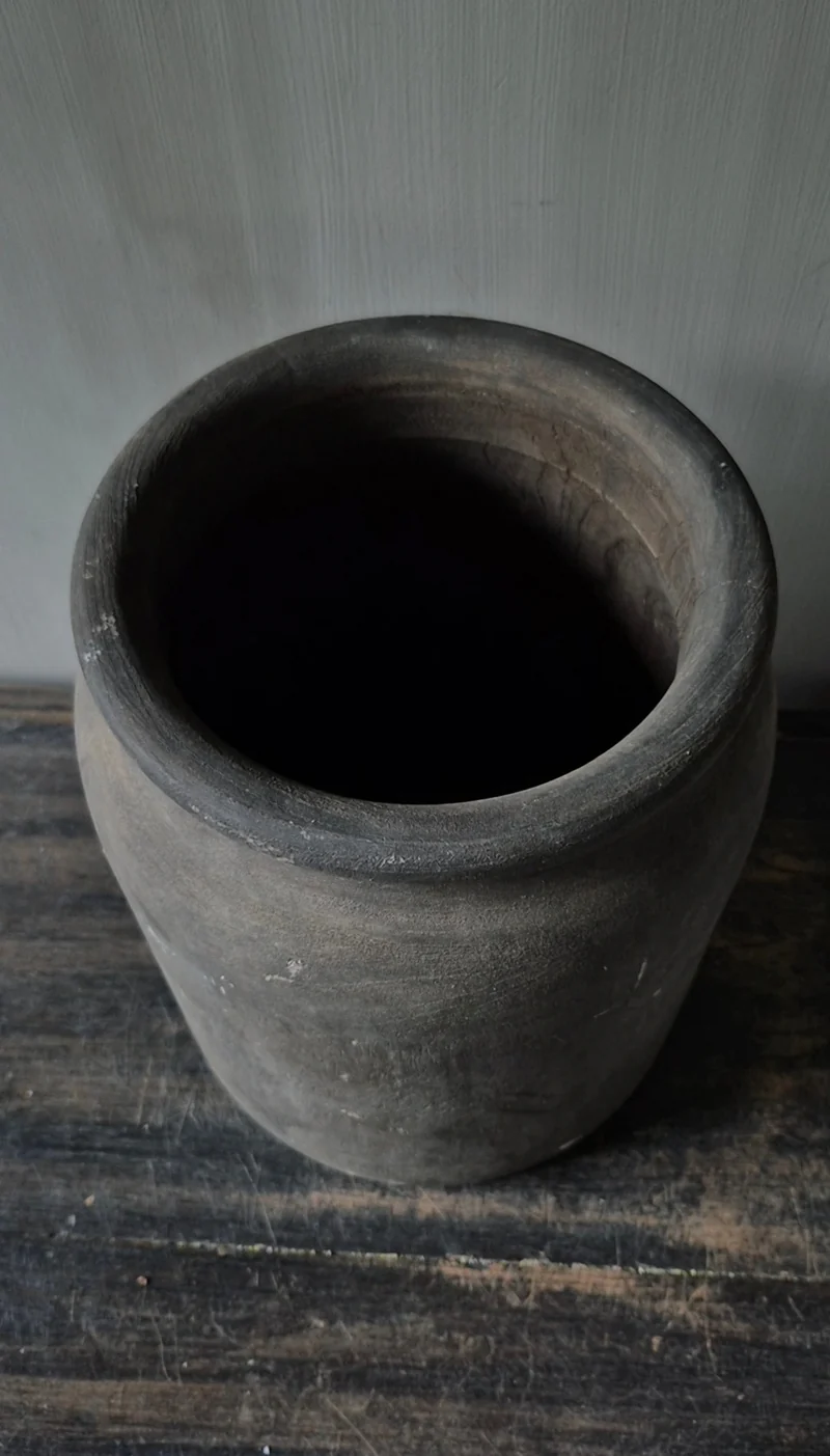 Houten pot vaas bruin 24 x 28 cm