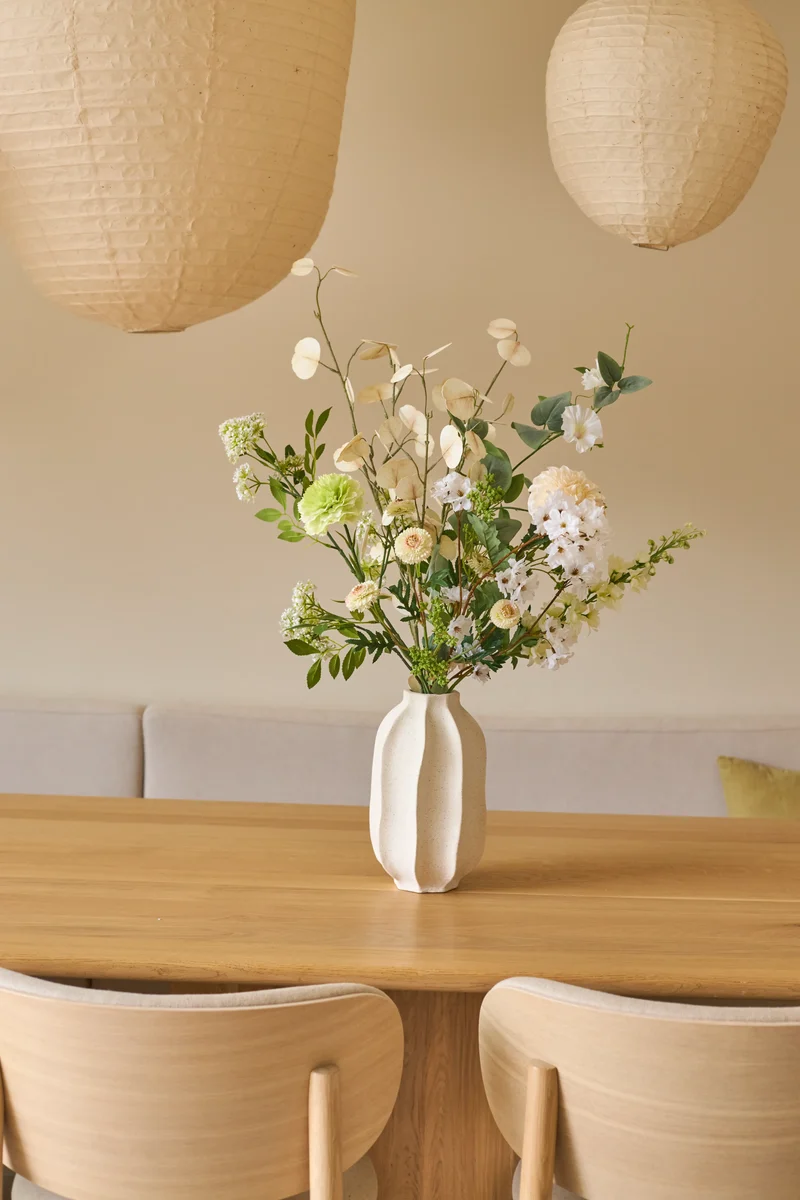Zijden kunstbloemen boeket Claire de Lune