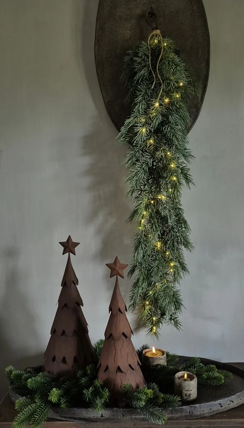 Metalen nobilis kerstboom met ster - 23x50 cm