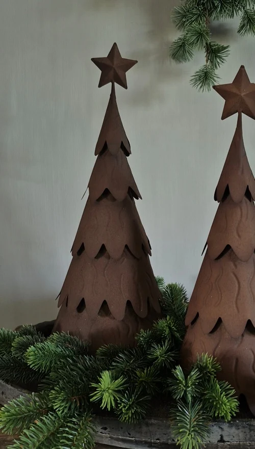 Metalen nobilis kerstboom met ster - 23x50 cm