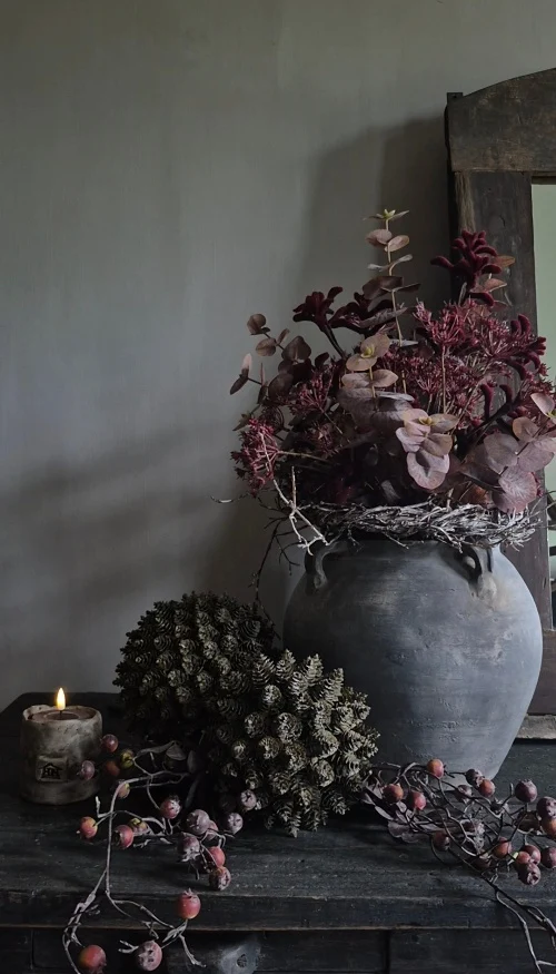 Herfstboeket bordevol bordeaux