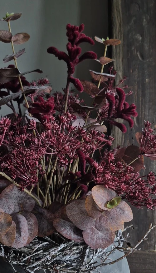 Herfstboeket bordevol bordeaux