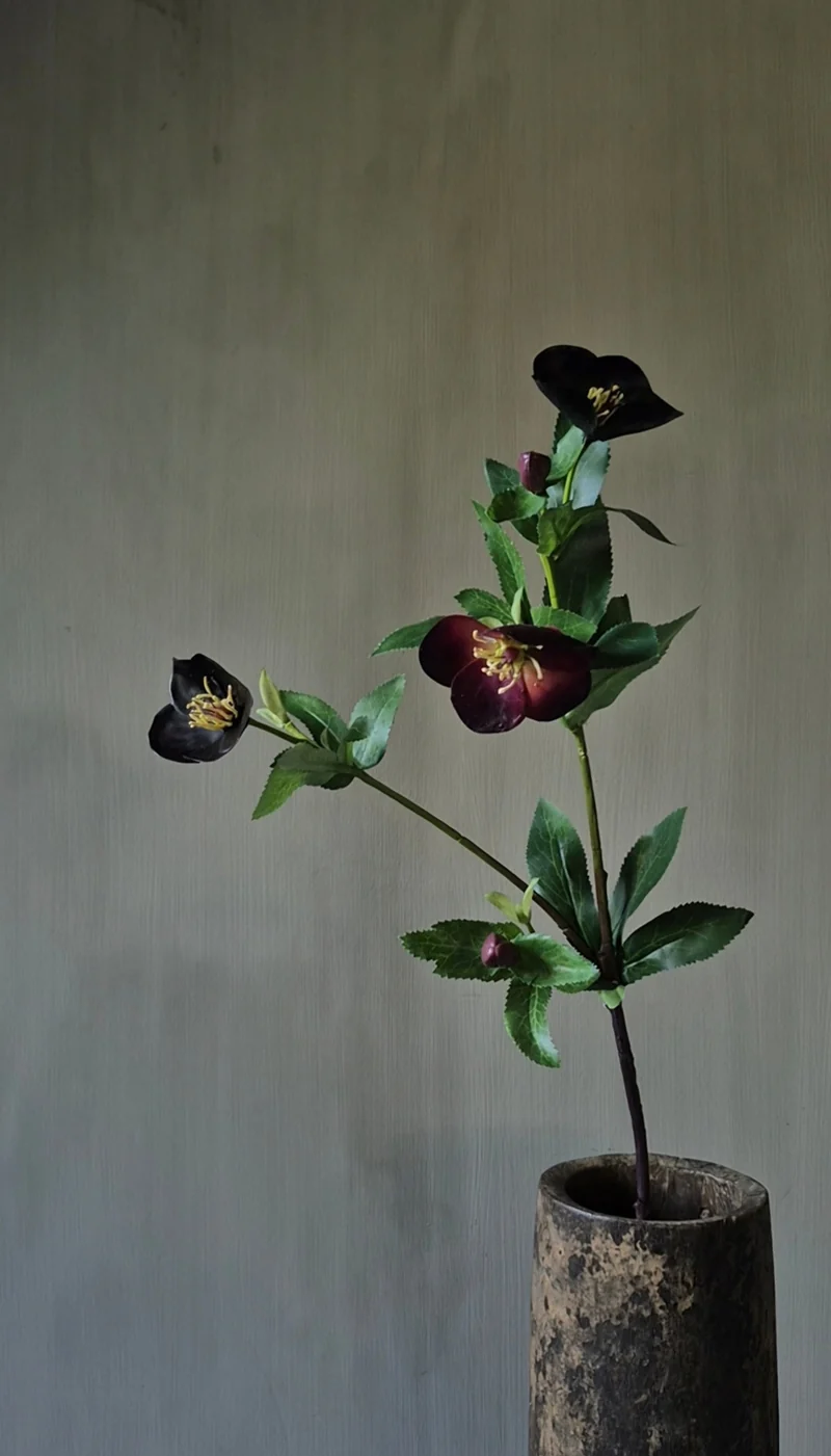 Helleborus kunstbloem bordeauxrood - 64 cm