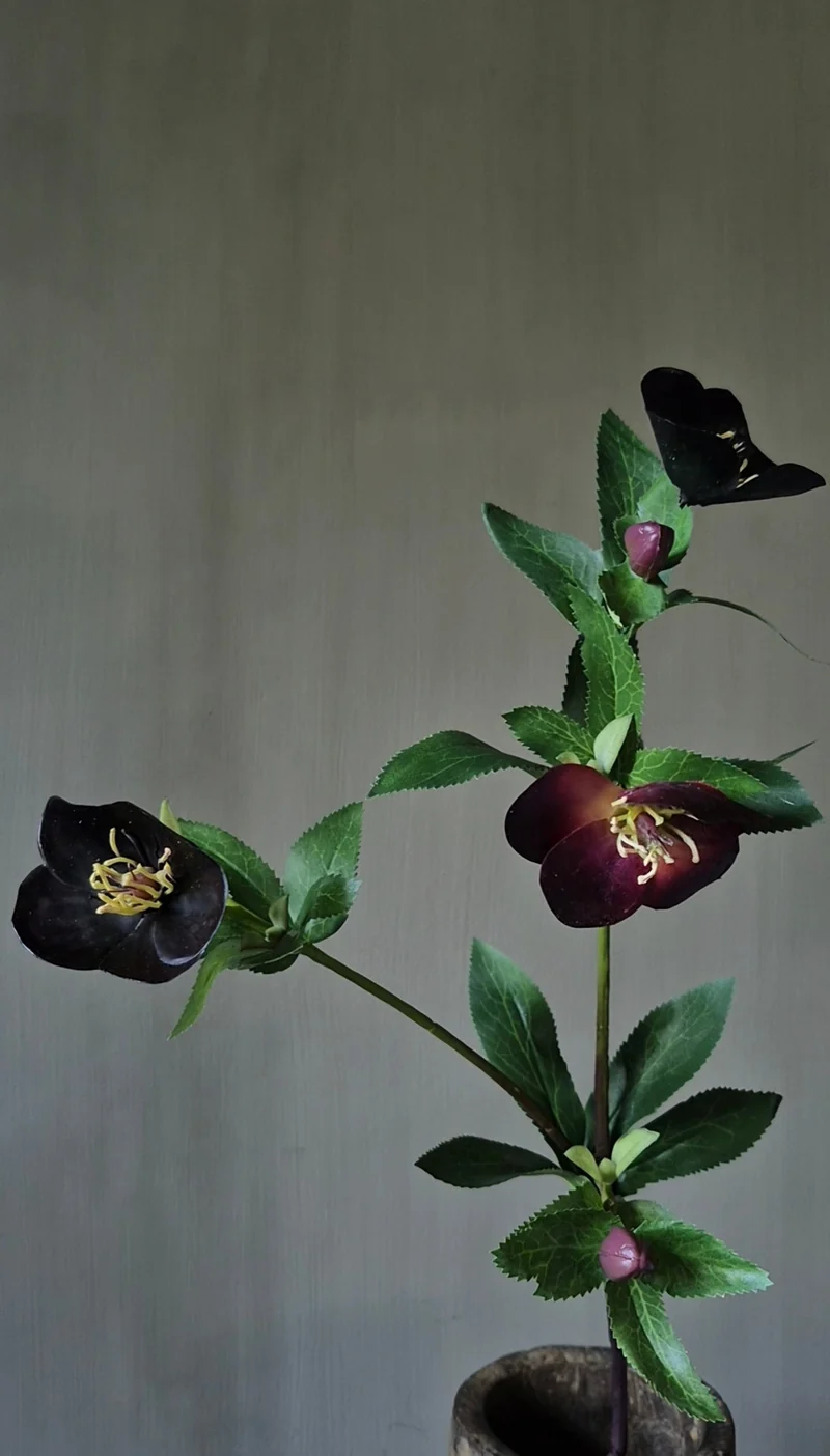 Helleborus kunstbloem bordeauxrood - 64 cm