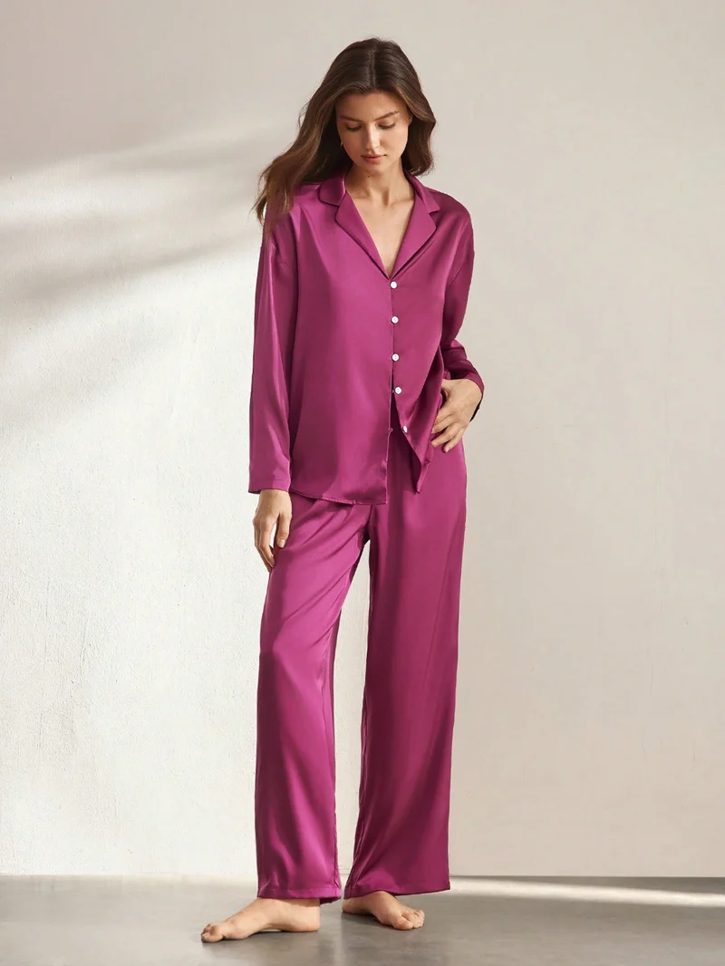 Langärmliges Pyjama-Set aus 100 % Seide | La Parisienne