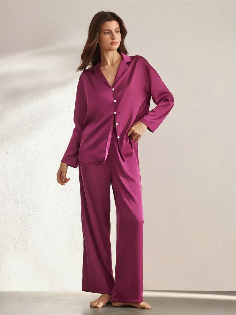 Langärmliges Pyjama-Set aus 100 % Seide | La Parisienne