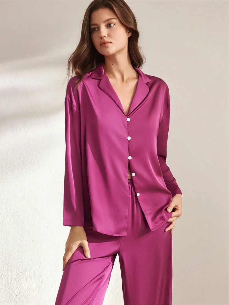 Langärmliges Pyjama-Set aus 100 % Seide | La Parisienne