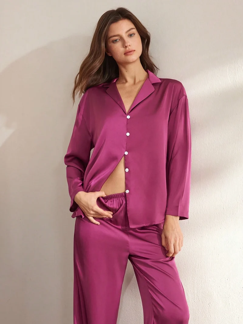 Langärmliges Pyjama-Set aus 100 % Seide | La Parisienne