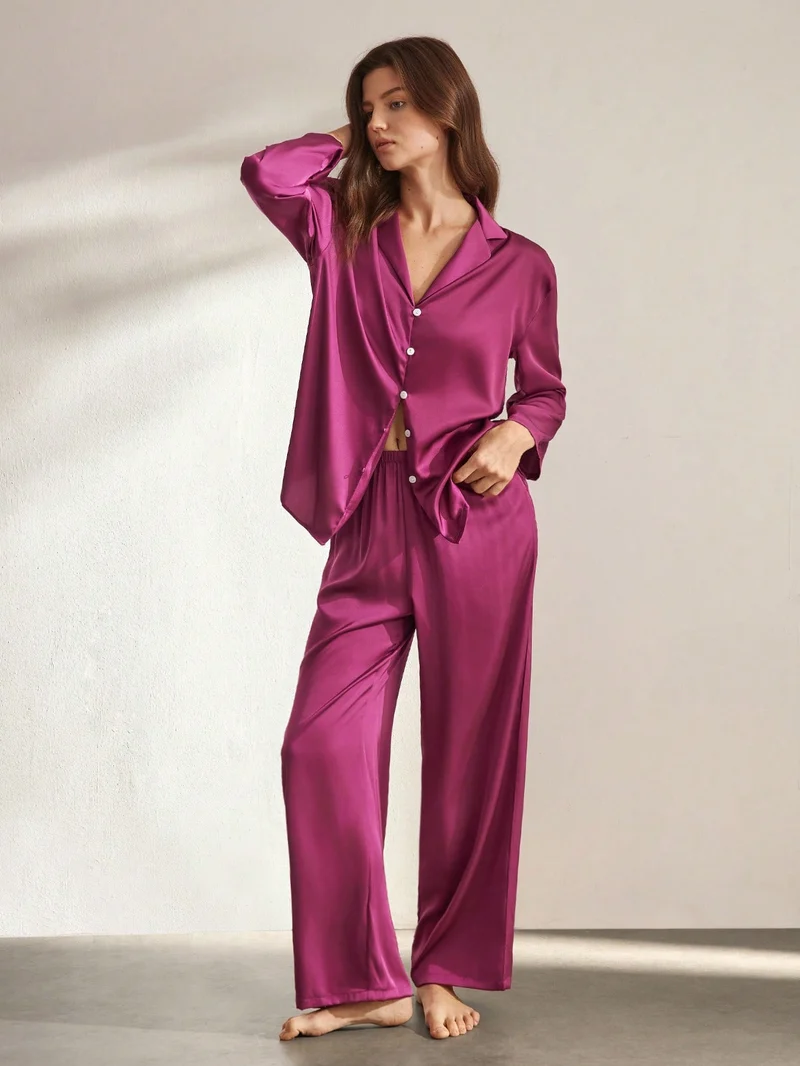 Langärmliges Pyjama-Set aus 100 % Seide | La Parisienne