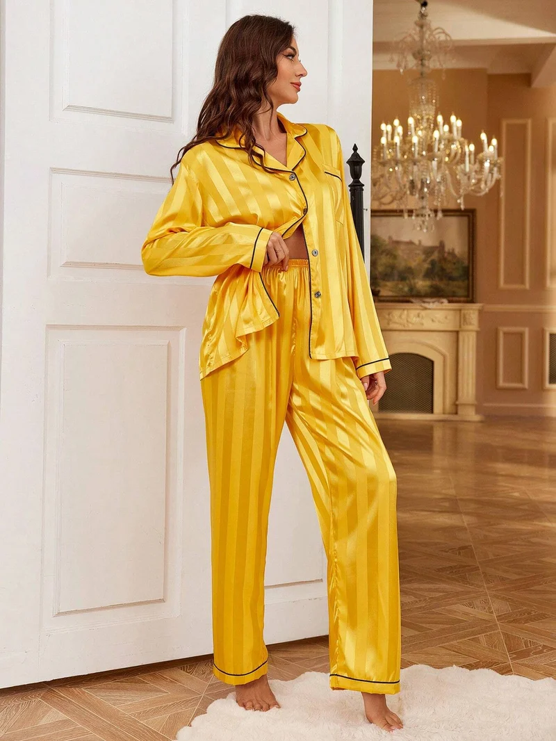 Langärmeliger Pyjama für Damen aus 100 % Seide | La Parisienne