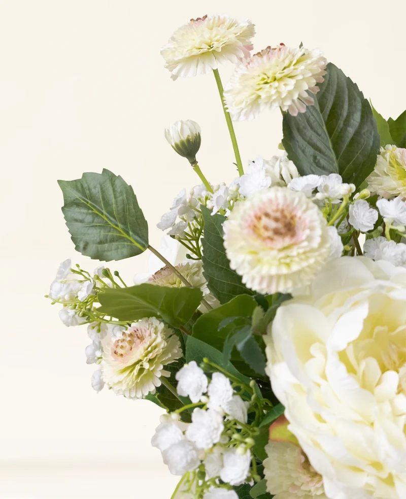 Zijden kunstbloemen boeket White Love
