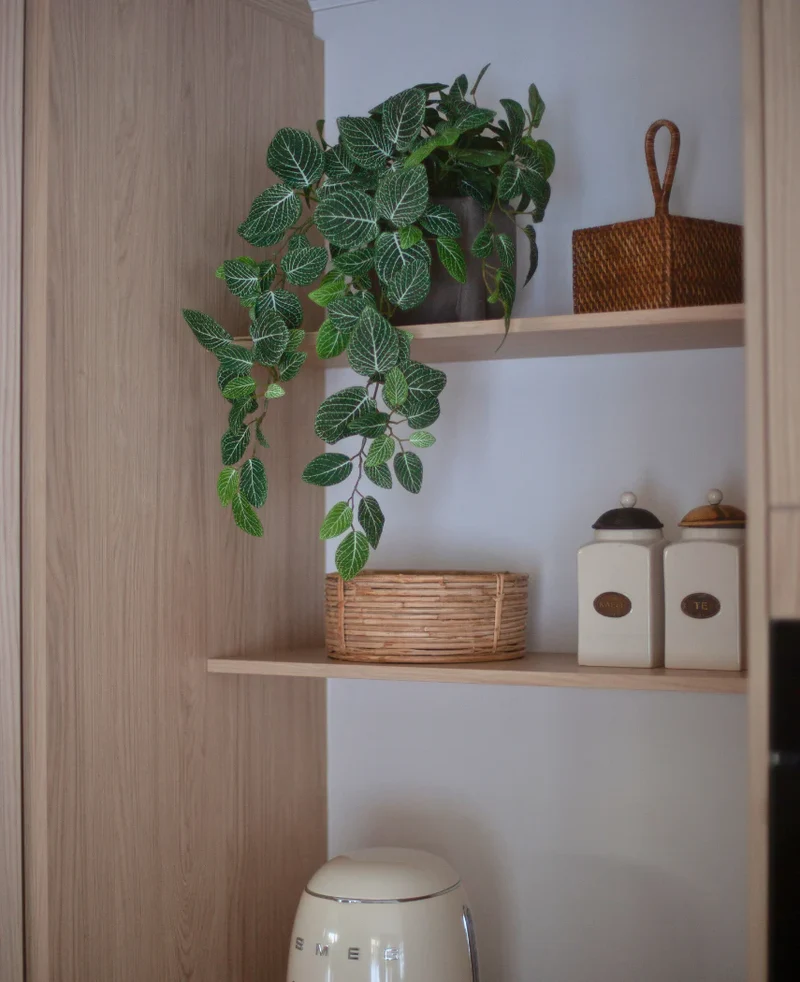 Kunst Hangende Fittonia groen-wit in pot 70 cm UV