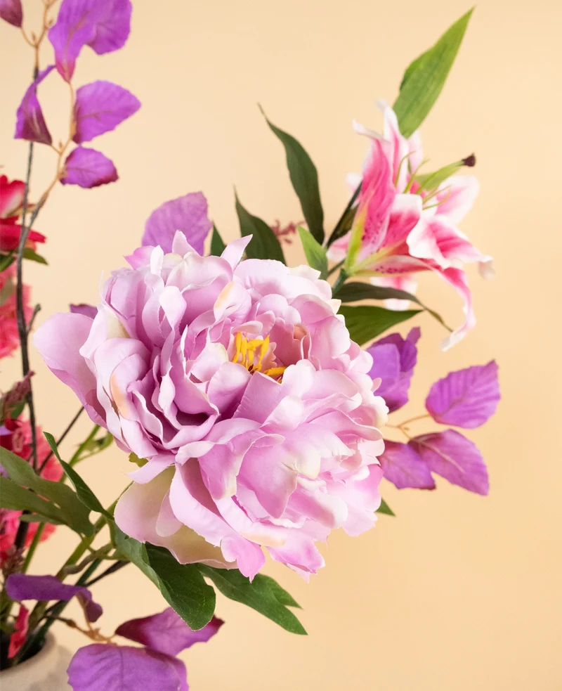 Zijden kunstbloemen boeket Rosy Saga Mist