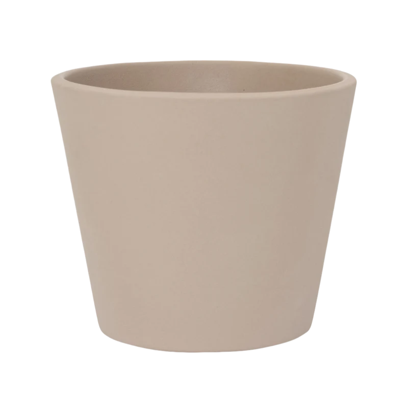 Blumentopf Inez Beige aus glasierter Keramik
