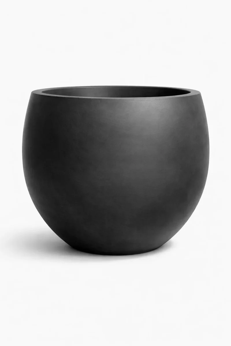 Großer runder Pflanzkübel Jumbo Orb Schwarz in Kugelform für Großpflanzen