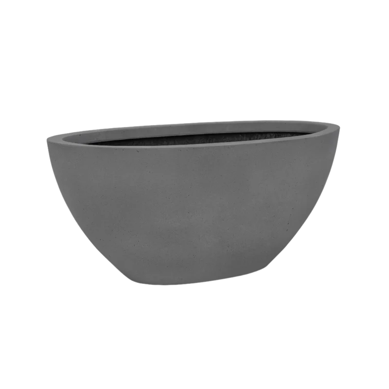 Ovale Pflanzschale Dorant Grau aus Fiberstone