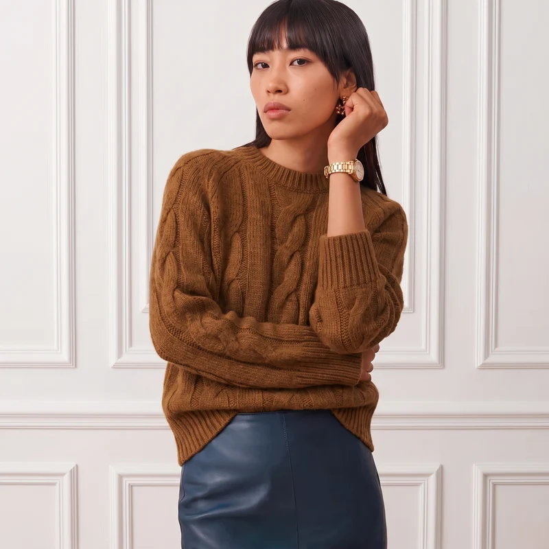 Damen Rundhalsausschnitt Kaschmir Pullover | La Parisienne