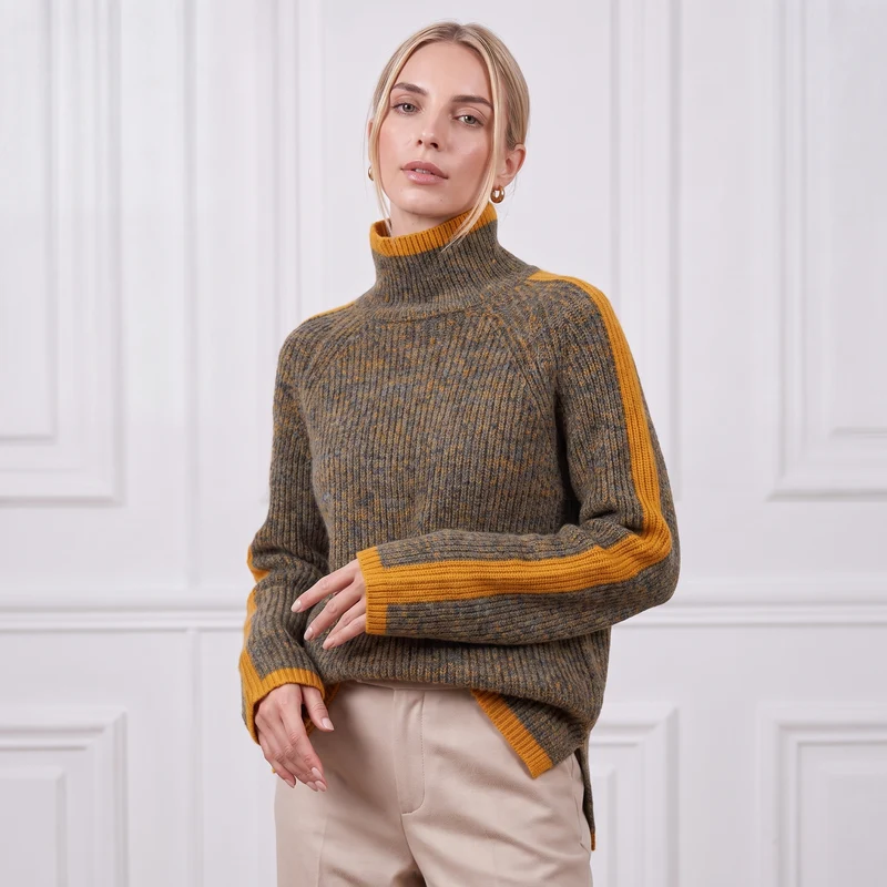 Pullover mit hohem Kragen, gestrickt, Damen | La Parisienne