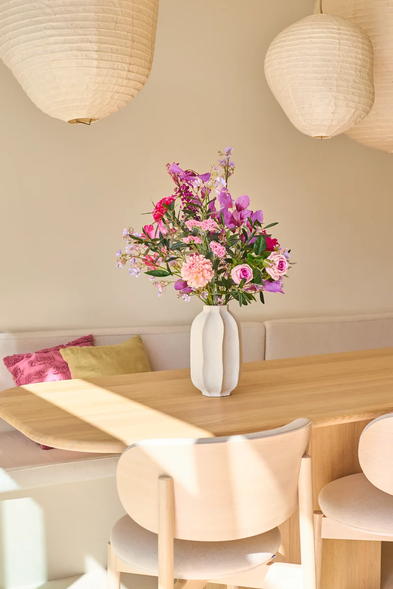 Zijden kunstbloemen boeket Purple Dawn